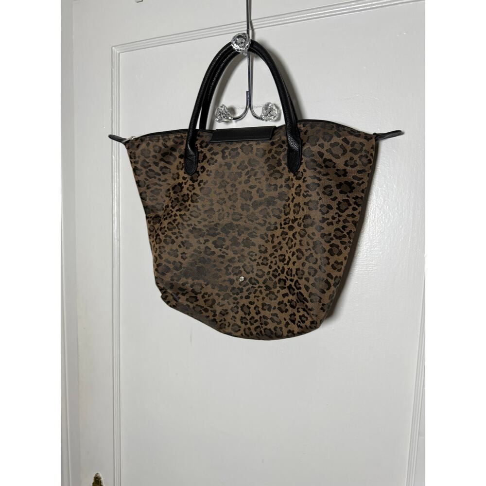 Chico's Women's Packable Foldable Travel Purse Animal Leopard Zip Top Tote Bag - Picture 6 of 7